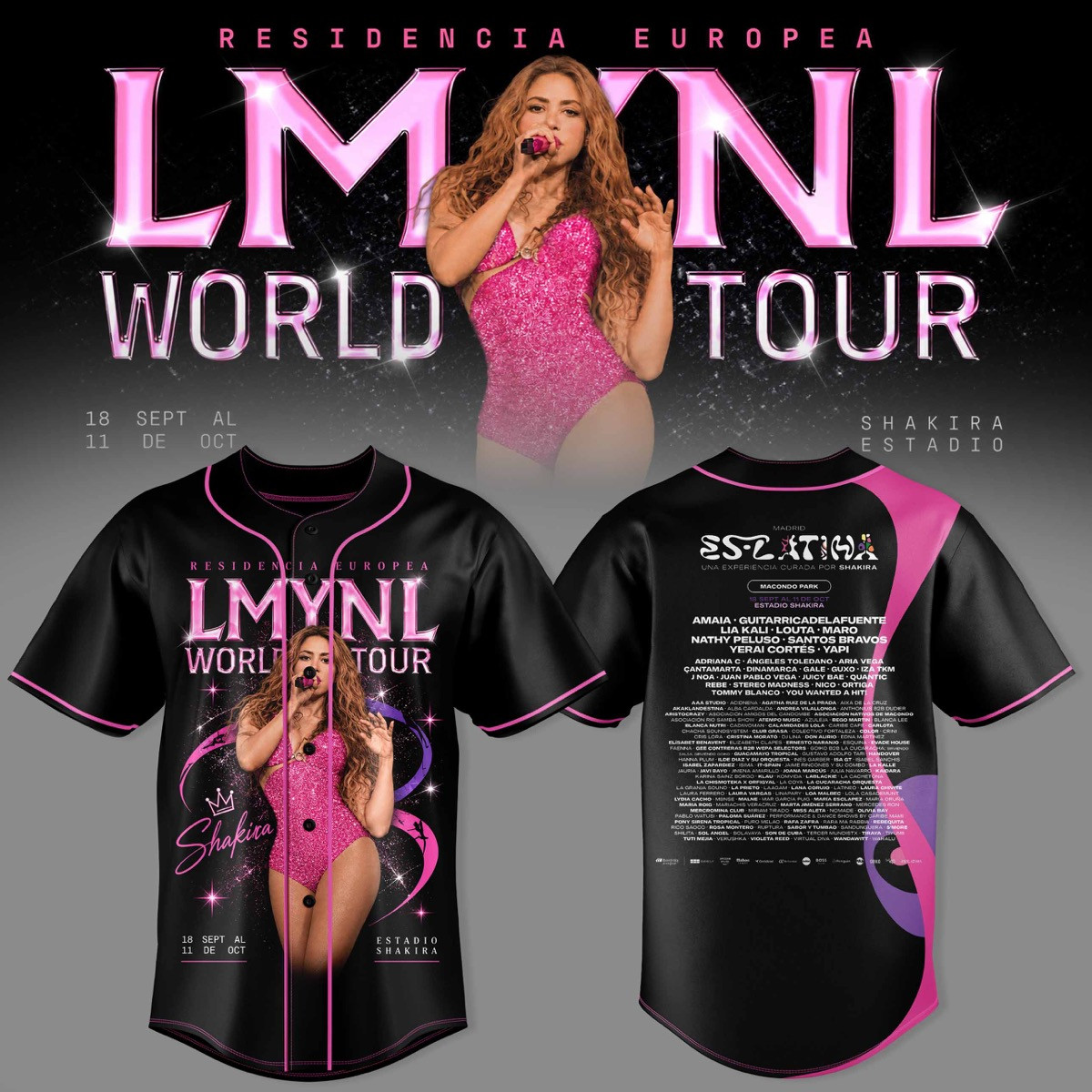 SHKR Residencia Europea World Tour Pink Portrait Graphic Baseball Jersey 1 - Unicasport SHKR Residencia Europea World Tour Pink Portrait Graphic Baseball Jersey