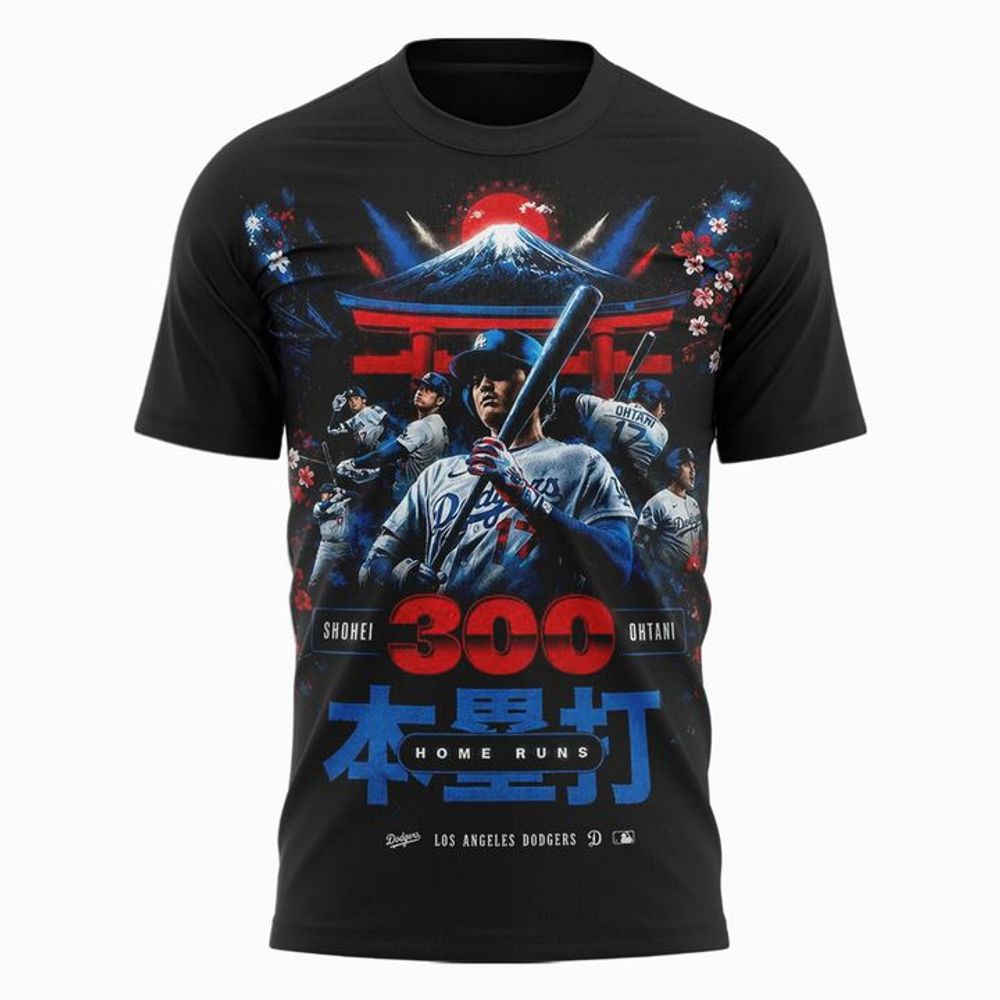 Shohei Ohtani 300 Home Runs Mount Fuji Cherry Blossom Limited Edition Shirt - Image 3