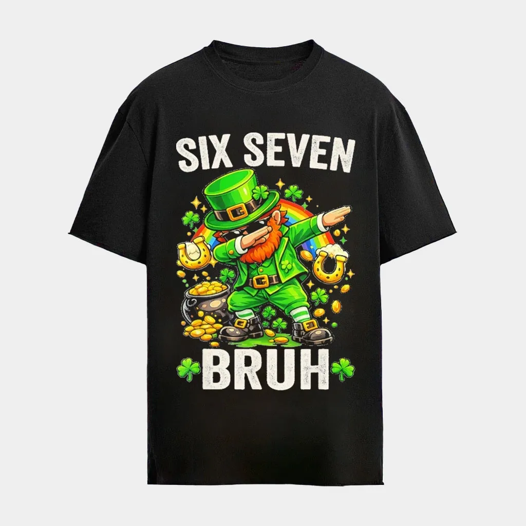 Six Seven Bruh Meme TShirt Leprechaun Funny 67 Meme Shamrock St Patricks Day Shirts Merch 2026