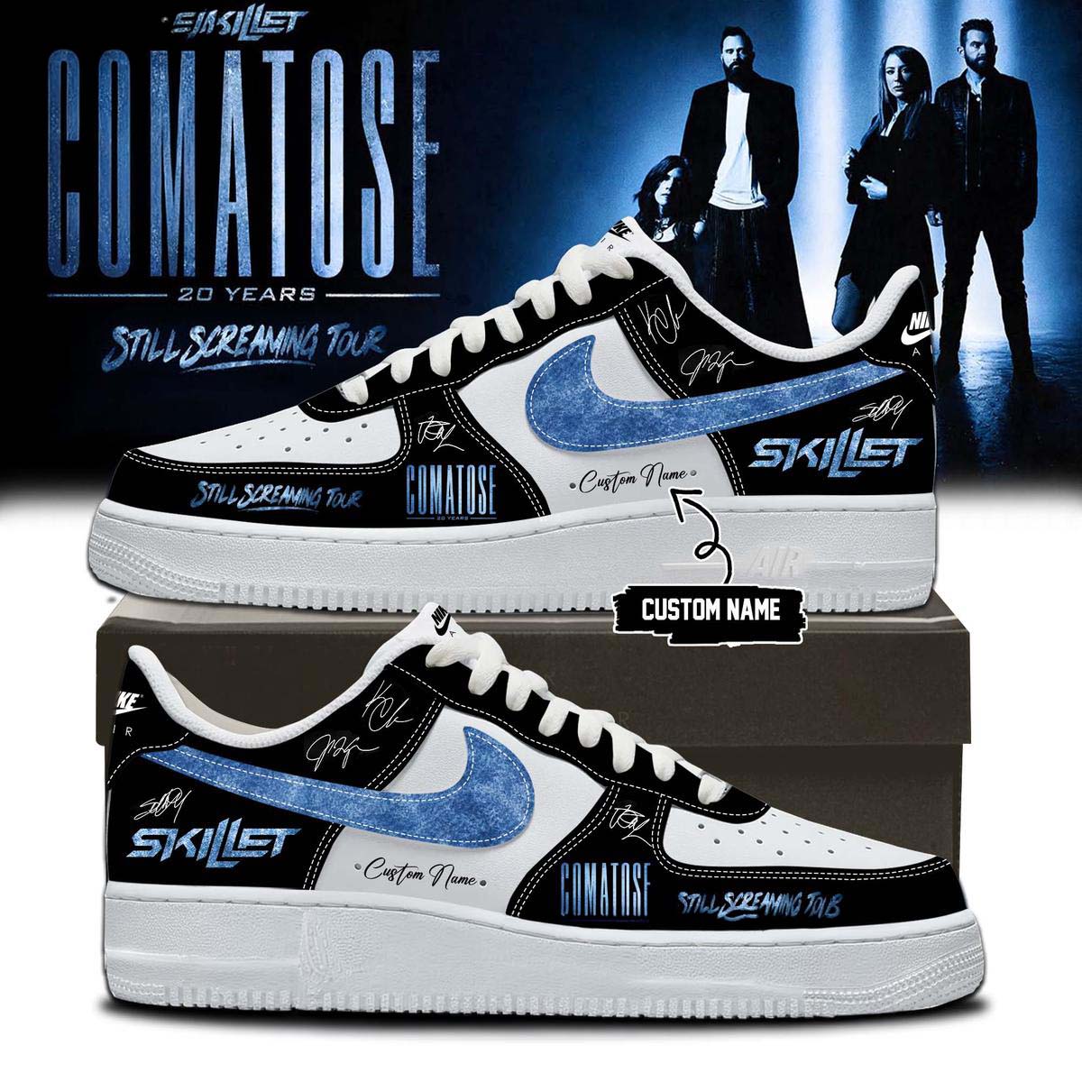 Skillet Comatose 20 Years Still Screaming Tour 2026 Custom Name Air Force 1 Sneakers Best Gift for Fans