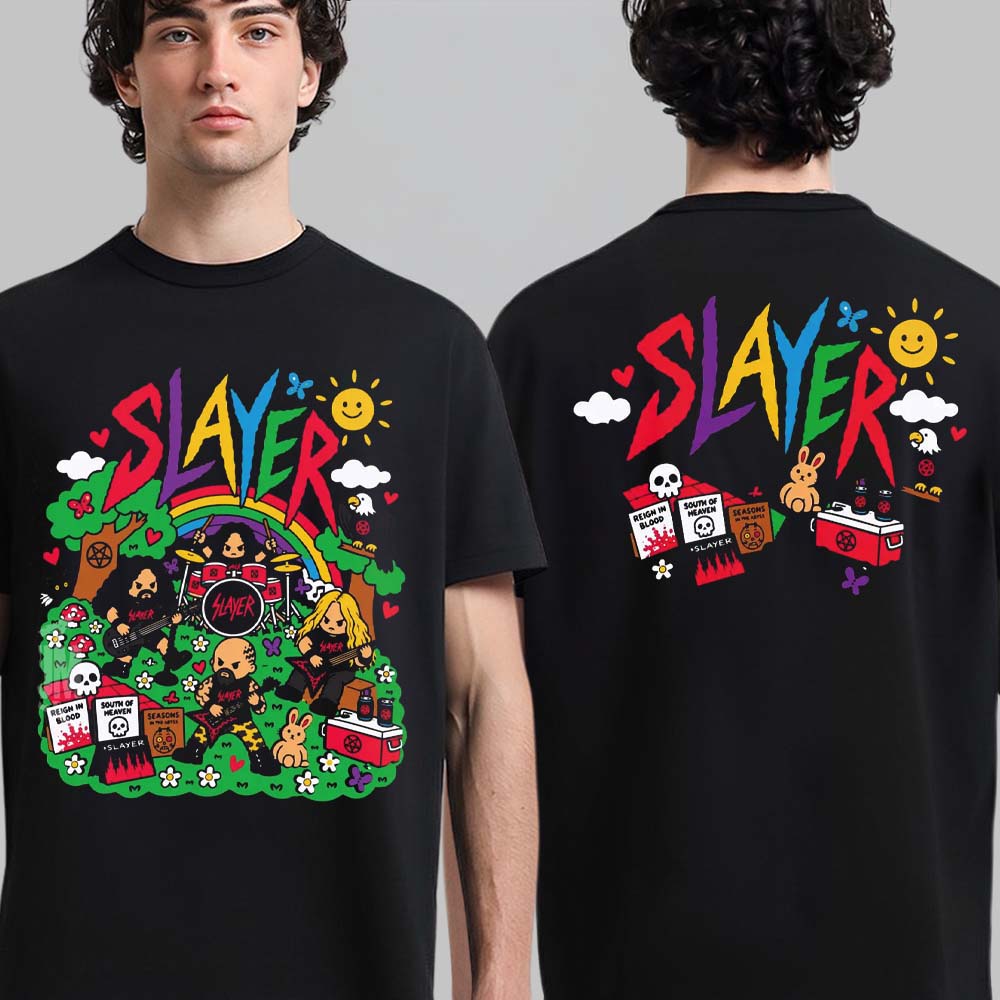 Slayer Cartoon Colorful Reign In Blood 40th Anniversary TShirt