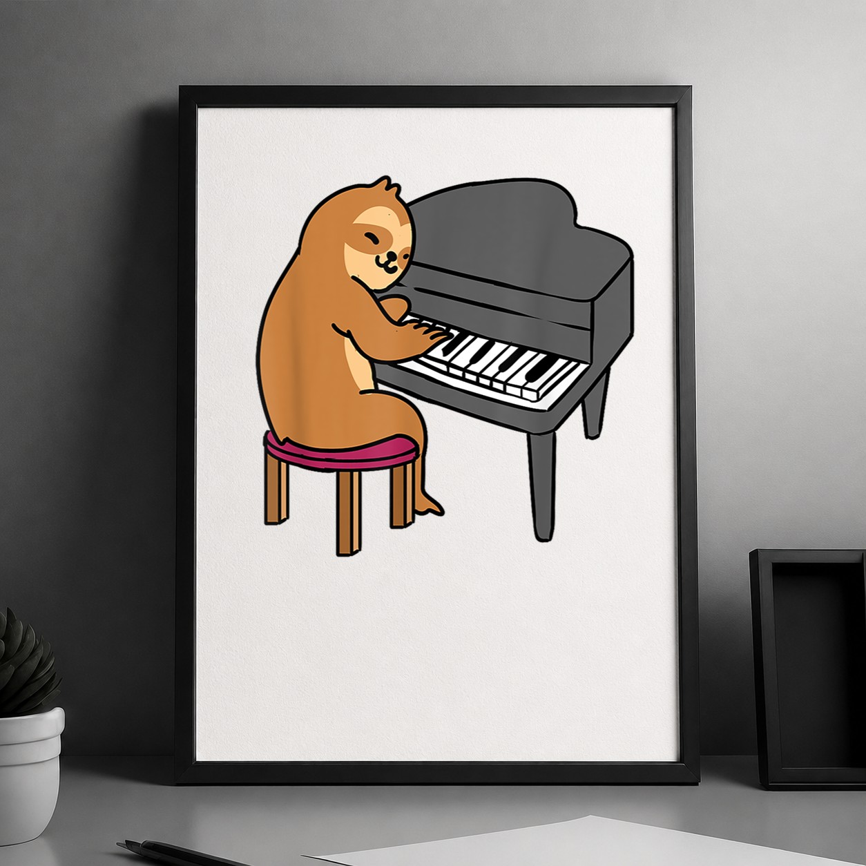 Sloth Playing Piano Poster