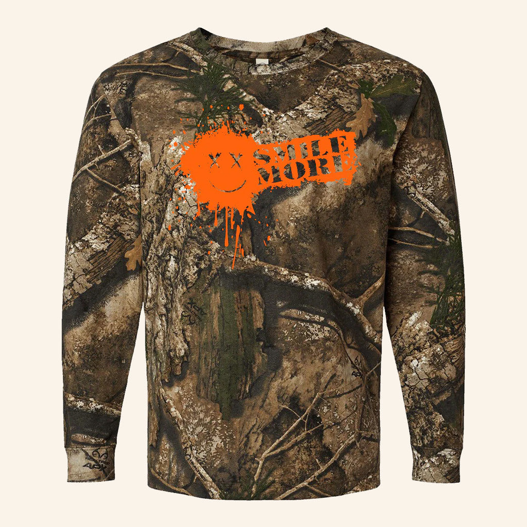 Smile More Merch Camo Smile More Splatter Long Sleeve T-Shirt Gift Ideas For Dad