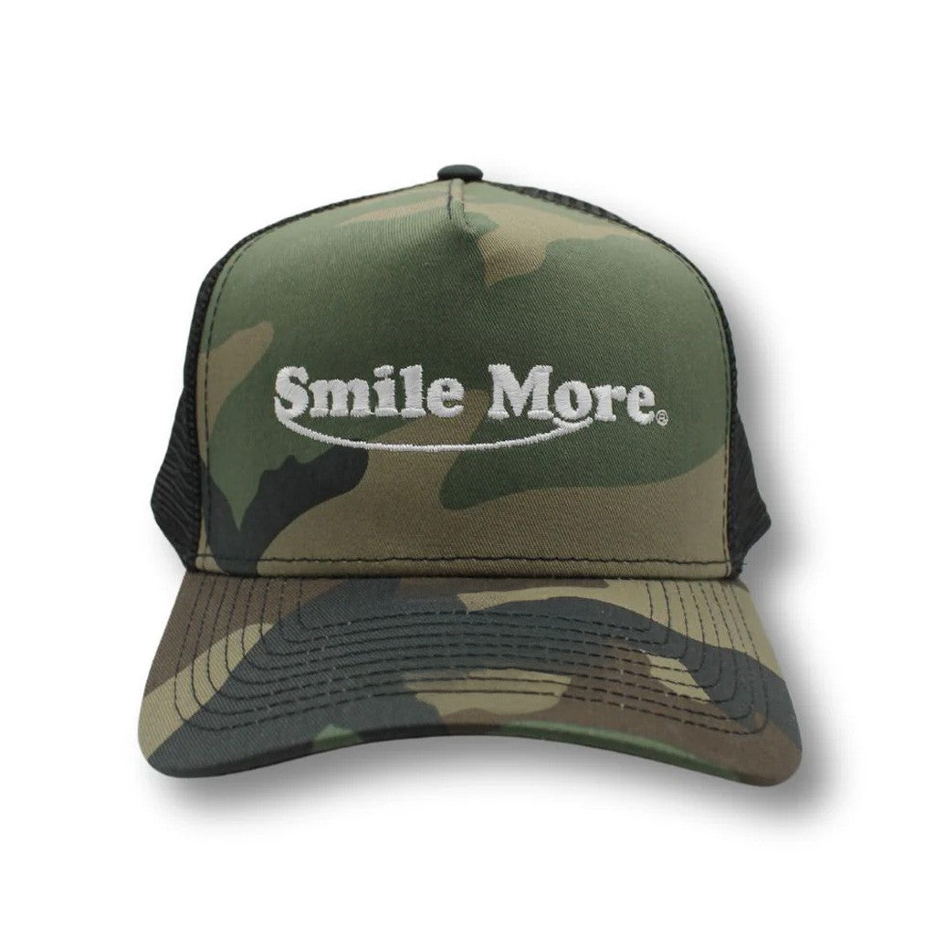 Smile More Merch Smile More Camo Trucker Hat Embroidered Gifts For Dad
