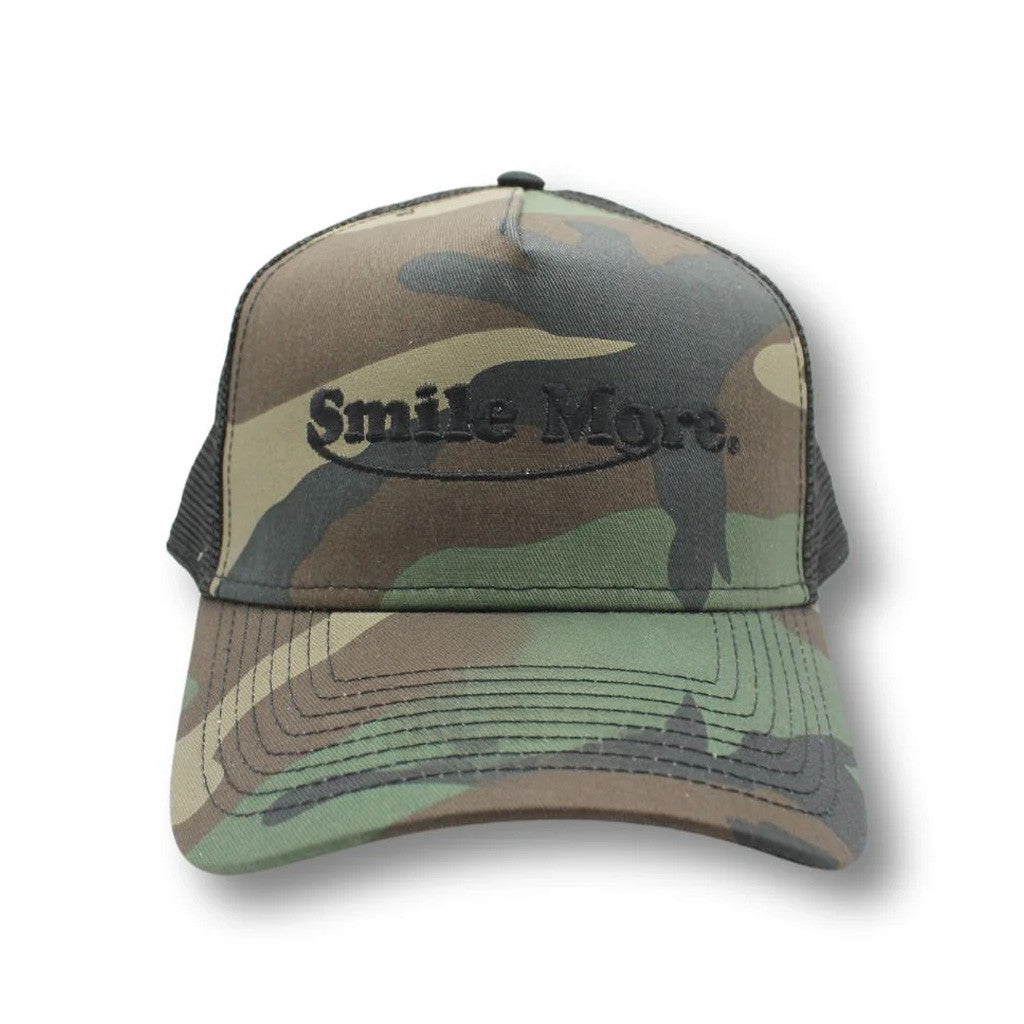 Smile More Merch Smile More Camo Trucker Hat Embroidered Present For Husband