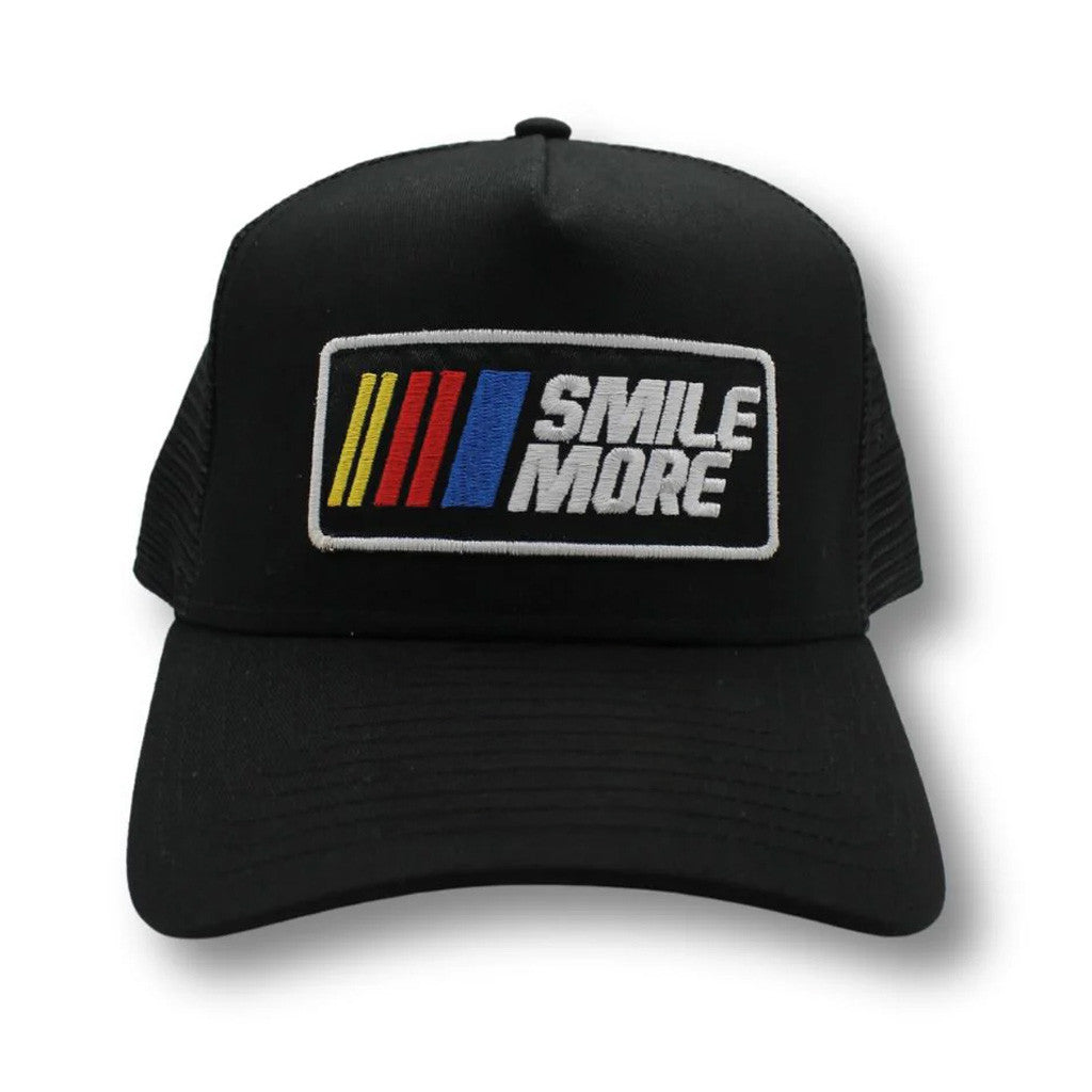 Smile More Merch Smile More Racing Trucker Hat Embroidered Gift Ideas For Dad