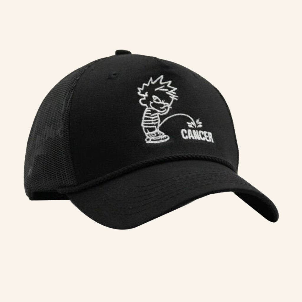 Snag Merch Calvin Hates Cancer Embroidered Trucker Hat Gift Ideas For Cancer Patients