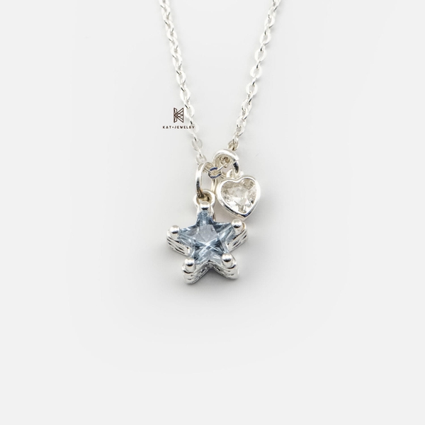 SNEEBER BIG BLUE GEM STAR AND SMALL HEART GEM