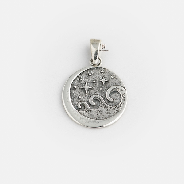 SNEEBER CIRCLE TAG WAVE AND STAR OXIDIZED