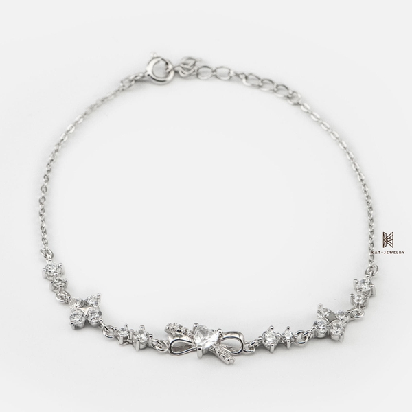 SNEEBER CUTE BOW HEART INSIDE AND DOUBLE FLOWER GEM