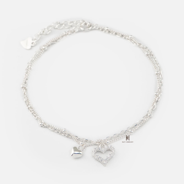SNEEBER DOUBLE LINE BUBBLE HEART AND HEART TINY GEM