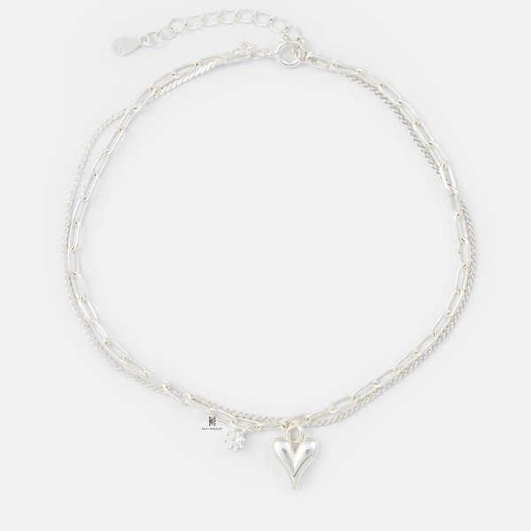 SNEEBER DOUBLE LINE OVAL CHAIN SLIM BUBBLE HEART AND GEM