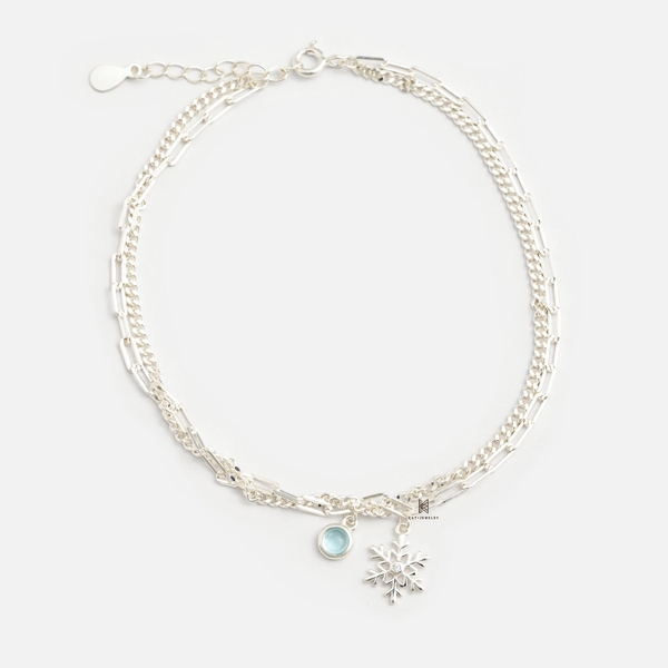 SNEEBER MULTI SNOWFLAKE GEM DOUBLE OVAL CHAIN BLUE STONE