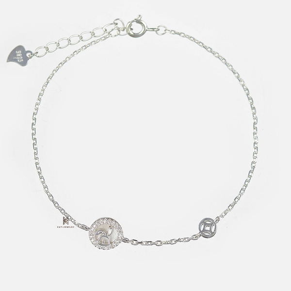 SNEEBER TINY RABBIT IN CIRCLE MOTHER OF PEARL AND COIN