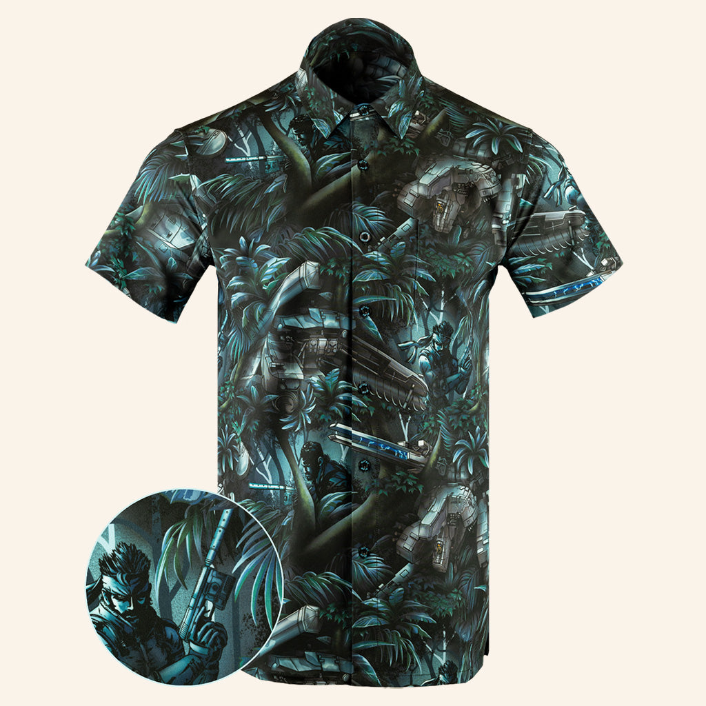 Solid Snake Button Down Shirt Outdoor Hawaiian Tactical Shirt Gifts For Dudes