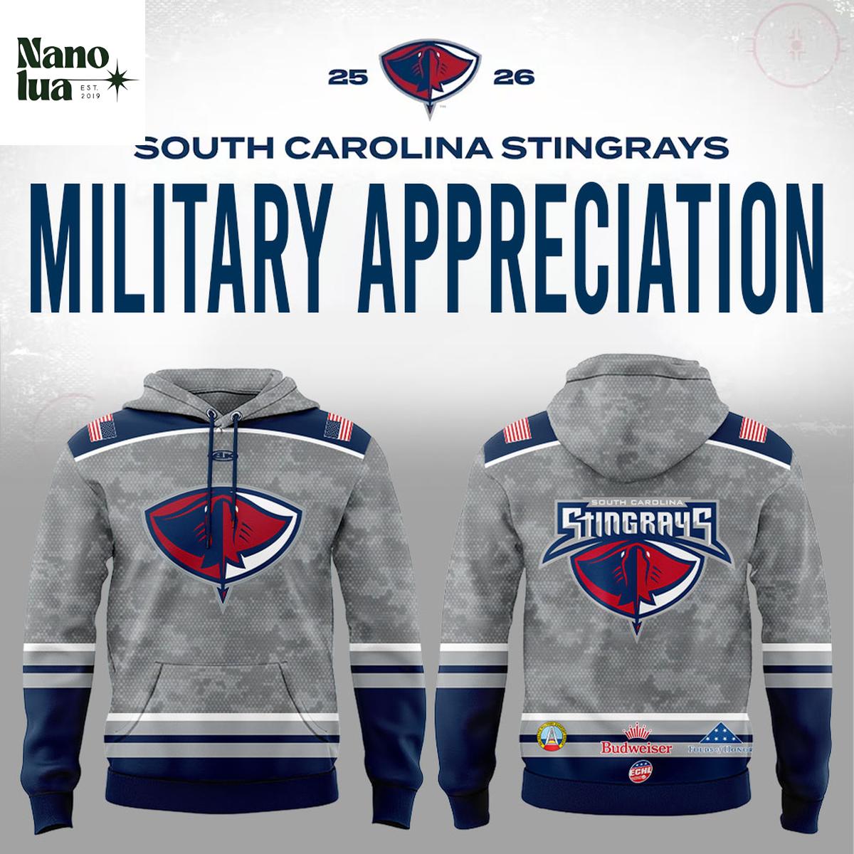 South Carolina Stingrays Military Appreciation 2026 Night Hoodie Shirts 