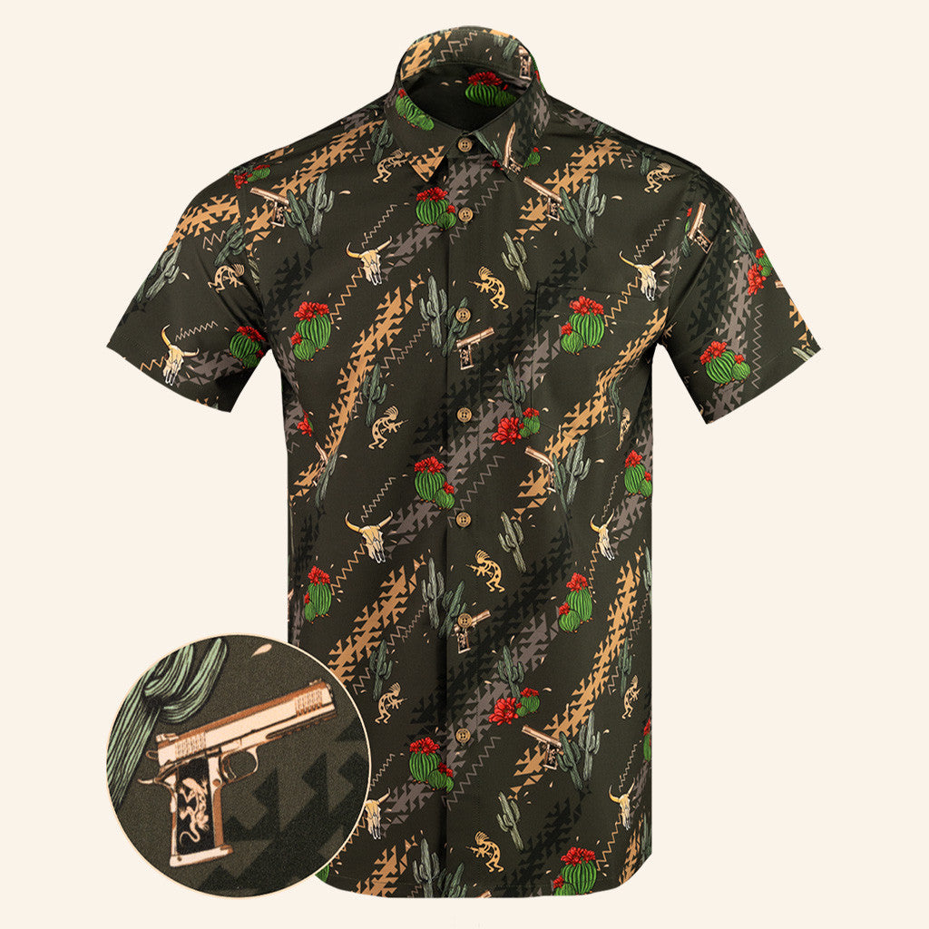 Southwest Steel Button Down Shirt Tactical Hawaiian Shirt Gifts For Father In Law
