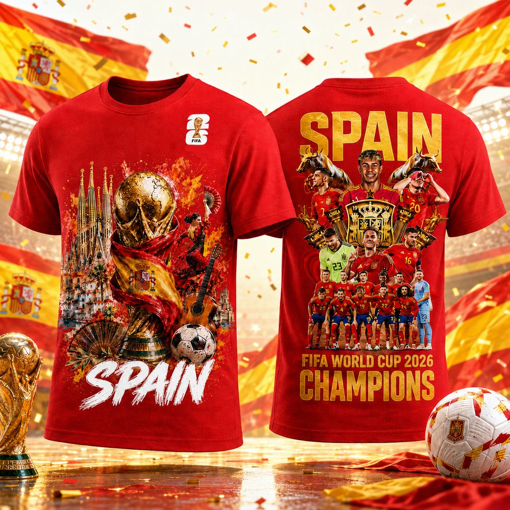 Spain Premium World Cup 2026 Champions 3D Shirt - Unique Football Fan Gift Idea