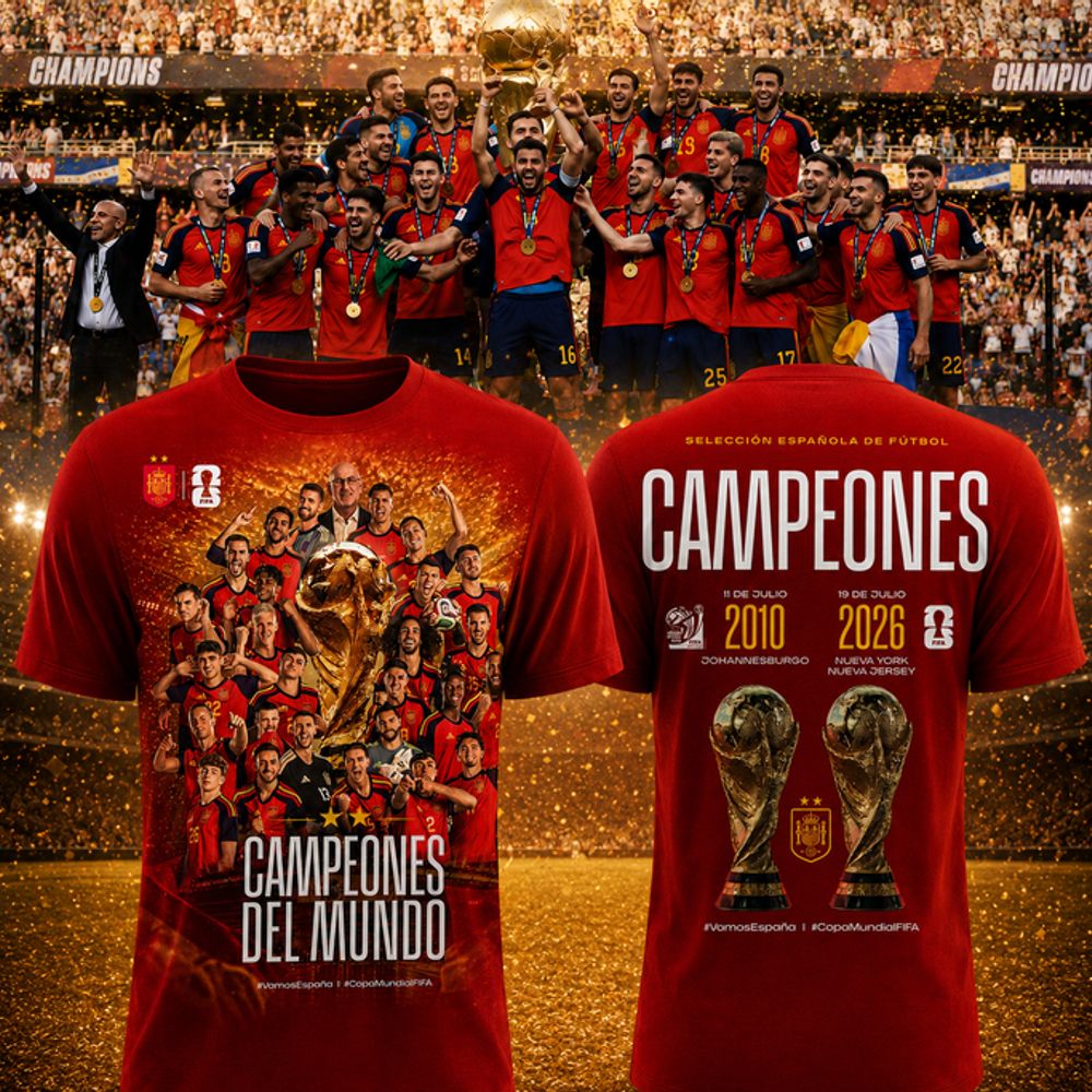 Spain 2026 World Cup Champions Commemorative Soccer Tee - Unique Gift for Fans