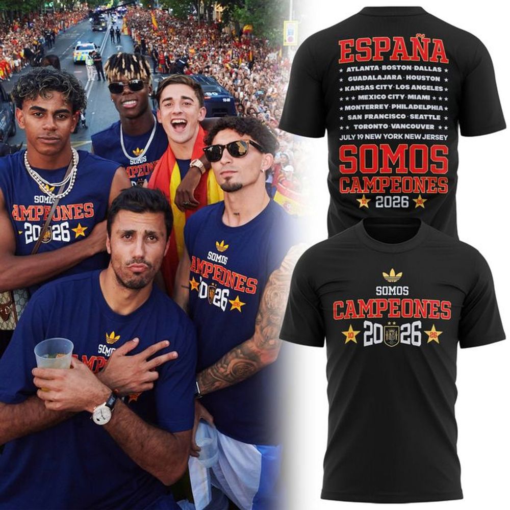 Spain 2026 World Cup Champions Somos Campeones Football Black Shirt
