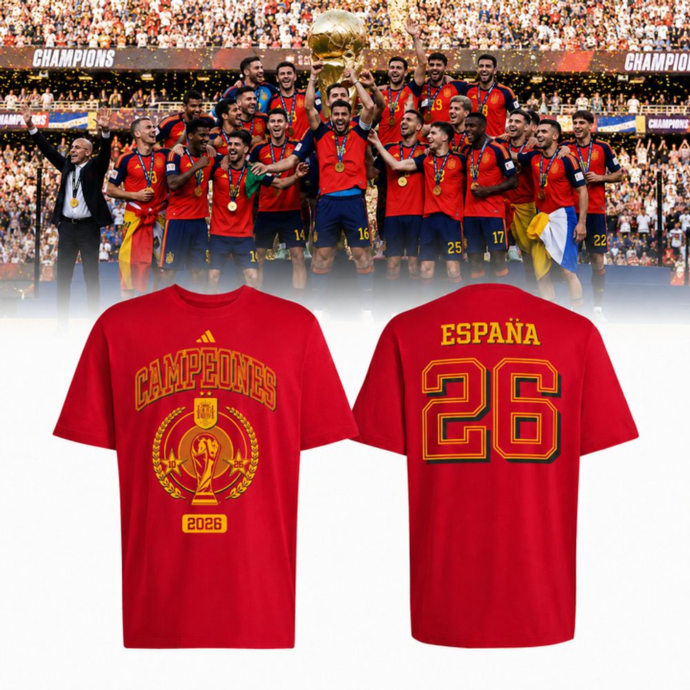 Spain 2026 World Cup Soccer Champions Commemorative T-Shirt - Best Gift for Fans