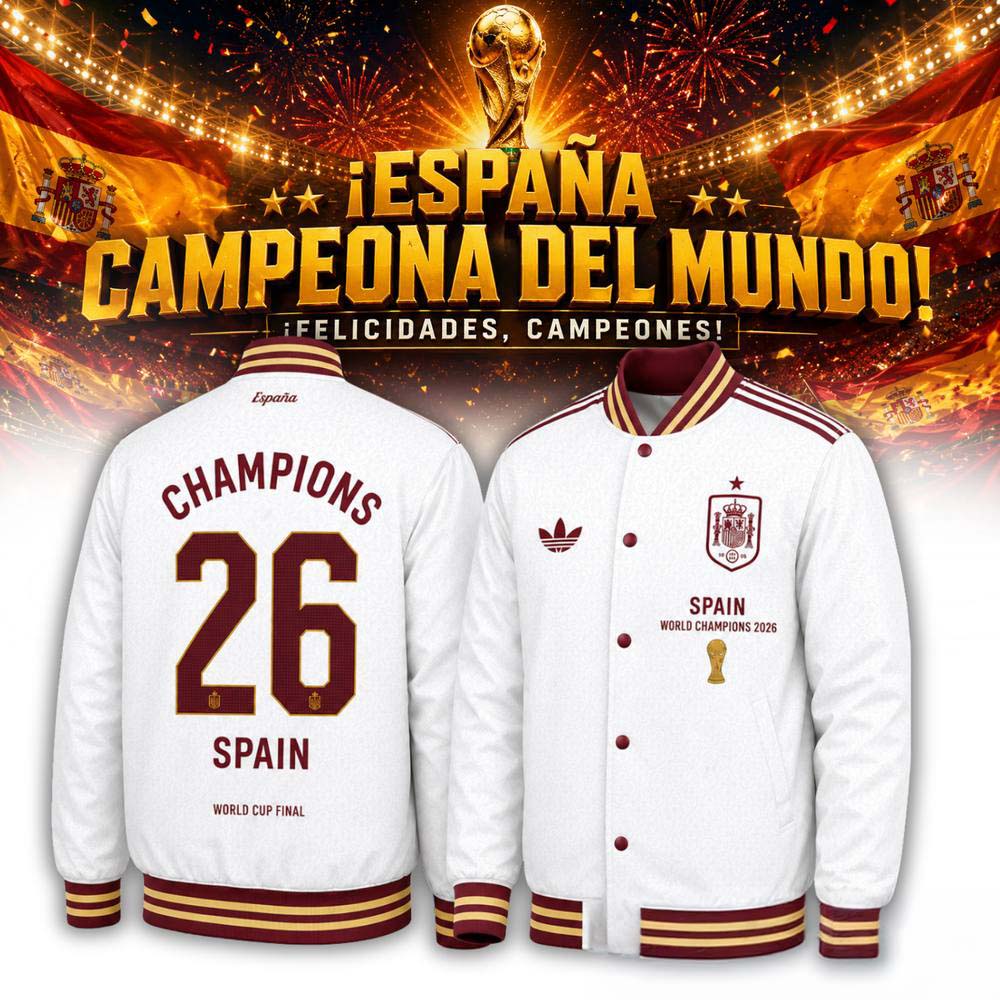 White Spain World Cup 2026 Champions Limited Edition Bomber Jacket
