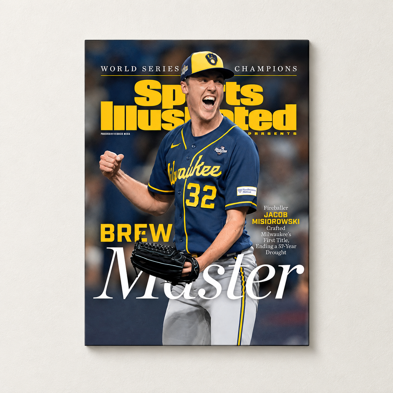 Sport Illustrated Milwaukee Brewers World Series Champions Brew Master Starring Fireballer Jacob Misiorowski Cover Poster