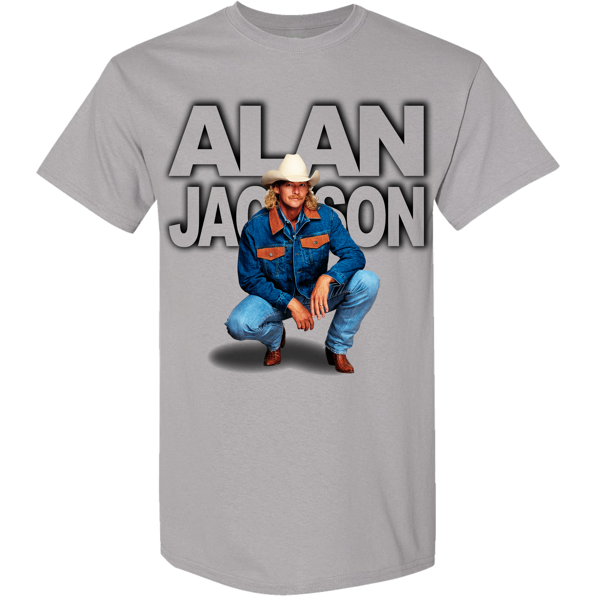Alan Jackson Squatting Alan Heather Grey Graphic T-Shirt