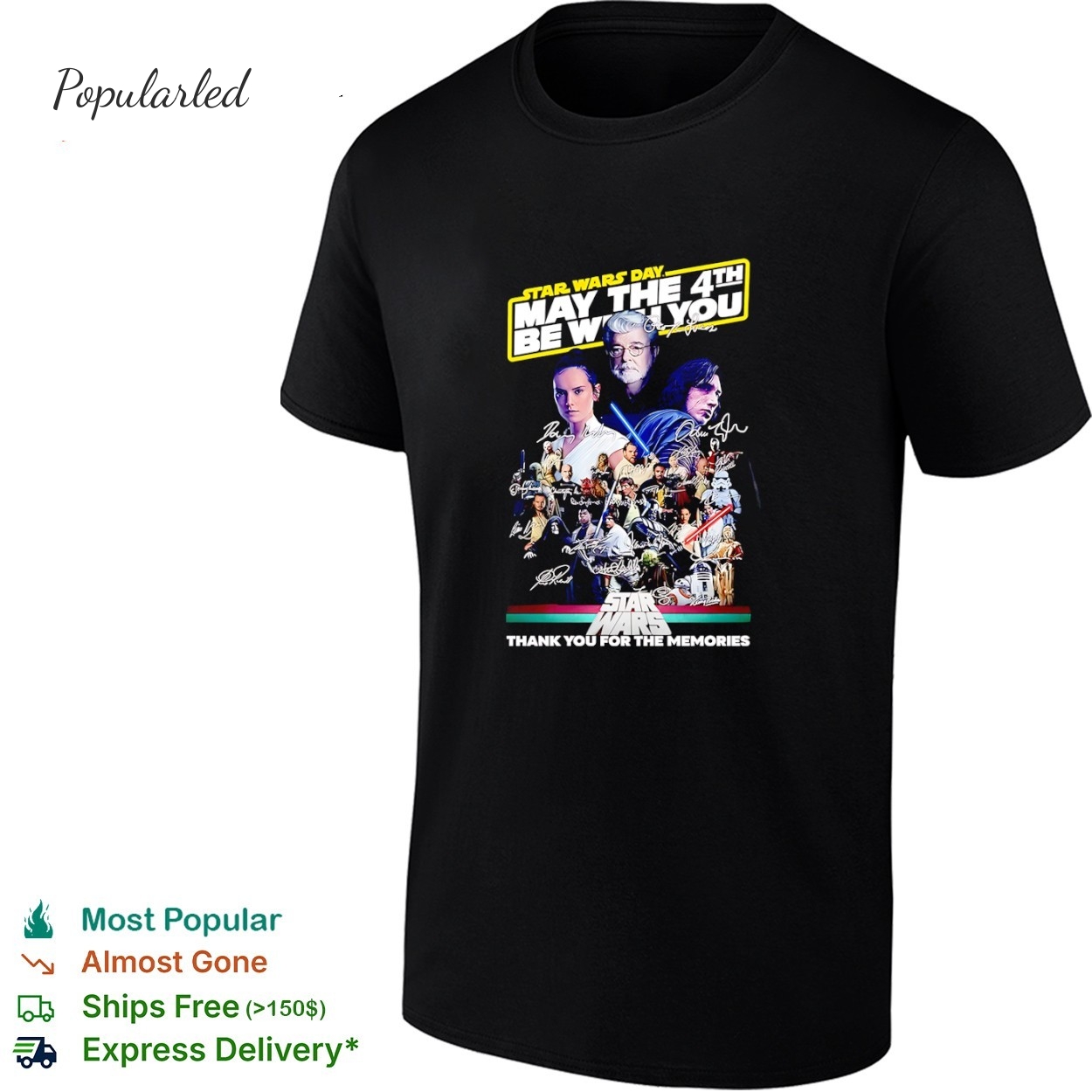 Star Wars Day May The 4th Be with you thank you for the memories signatures shirt