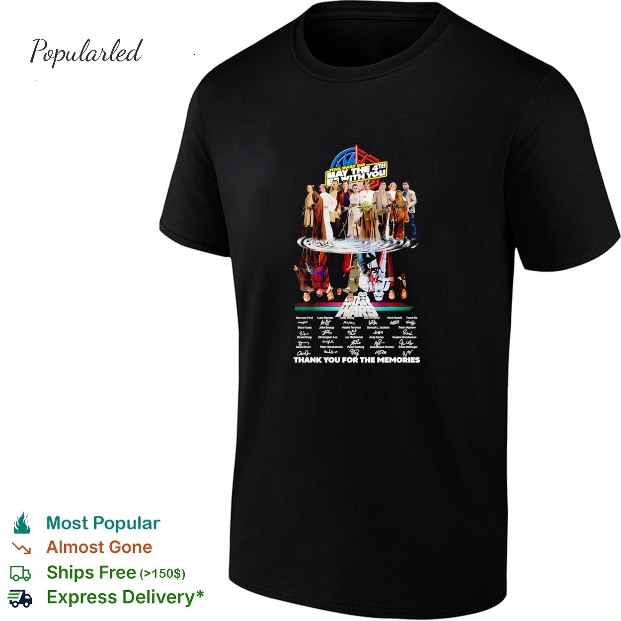 Star Wars everyone Day May The 4th Be with you thank you for the memories signatures shirt