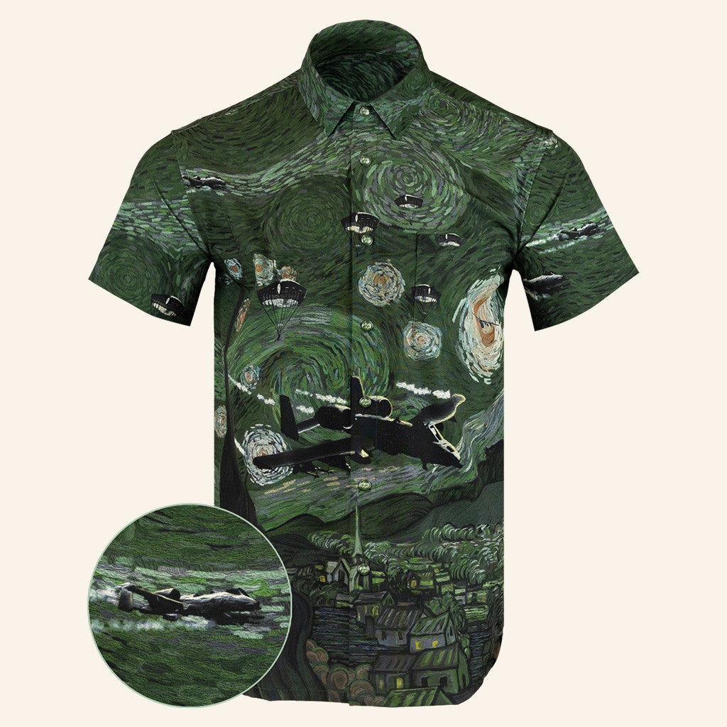 Starry Flight Green Shirt Tactical Hawaiian Shirt Present For Husband