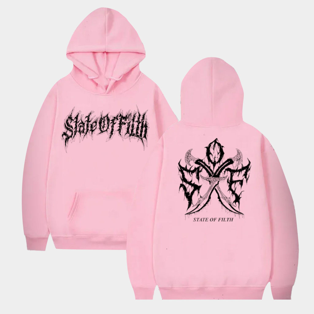 State Of Filth Merch Pink Mosh Hoodie State Of Filth Hoodie Gift Ideas For Her Merch 2026