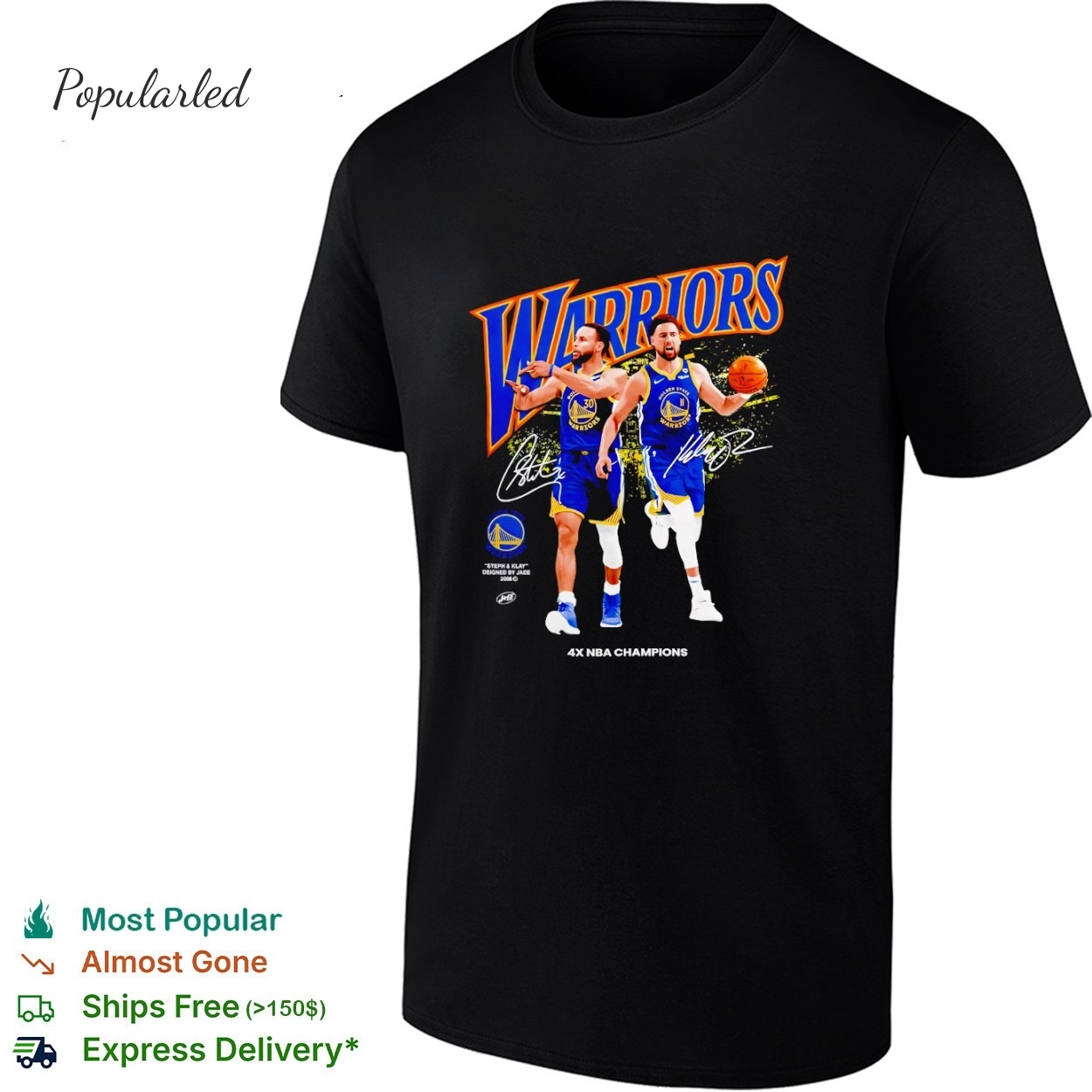 Stephen Curry x Klay Thompson Warriors Golden State 4X Champions Signature Shirt