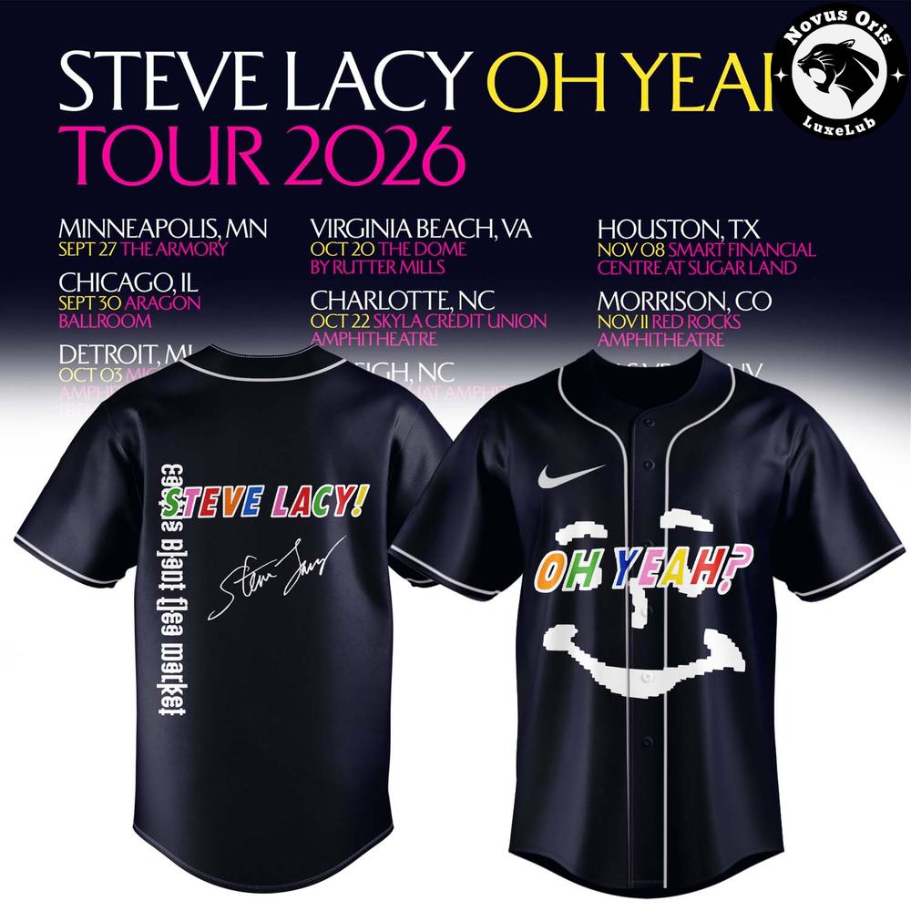 Steve Lacy Oh Yeah? Tour 2026 Signature Baseball Jersey 1 - Unicasport Steve Lacy Oh Yeah? Tour 2026 Signature Baseball Jersey