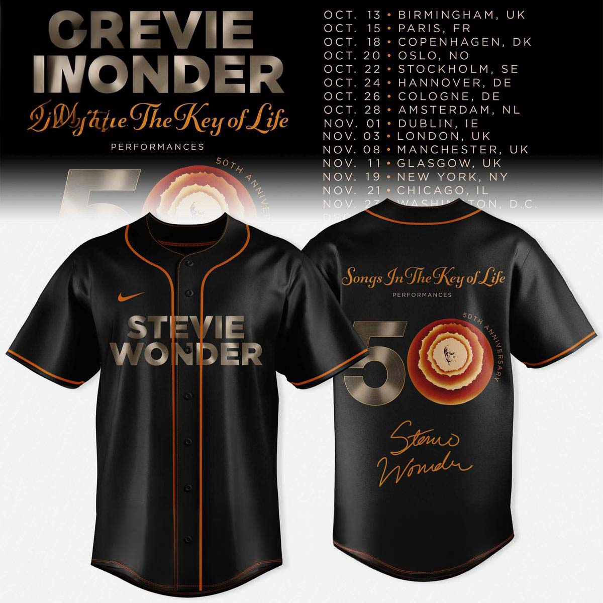 Baseball Jersey Stevie Wonder Songs In The Key Of Life 50th Anniversary Tour Concert Apparel 1 - Unicasport Baseball Jersey Stevie Wonder Songs In The Key Of Life 50th Anniversary Tour Concert Apparel