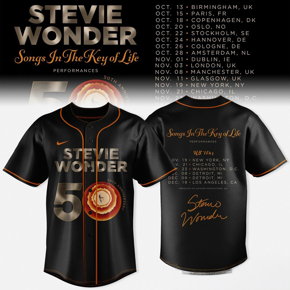 Stevie Wonder Songs In The Key Of Life 50th Anniversary US Tour Black Baseball Jersey 1 - Unicasport Stevie Wonder Songs In The Key Of Life 50th Anniversary US Tour Black Baseball Jersey