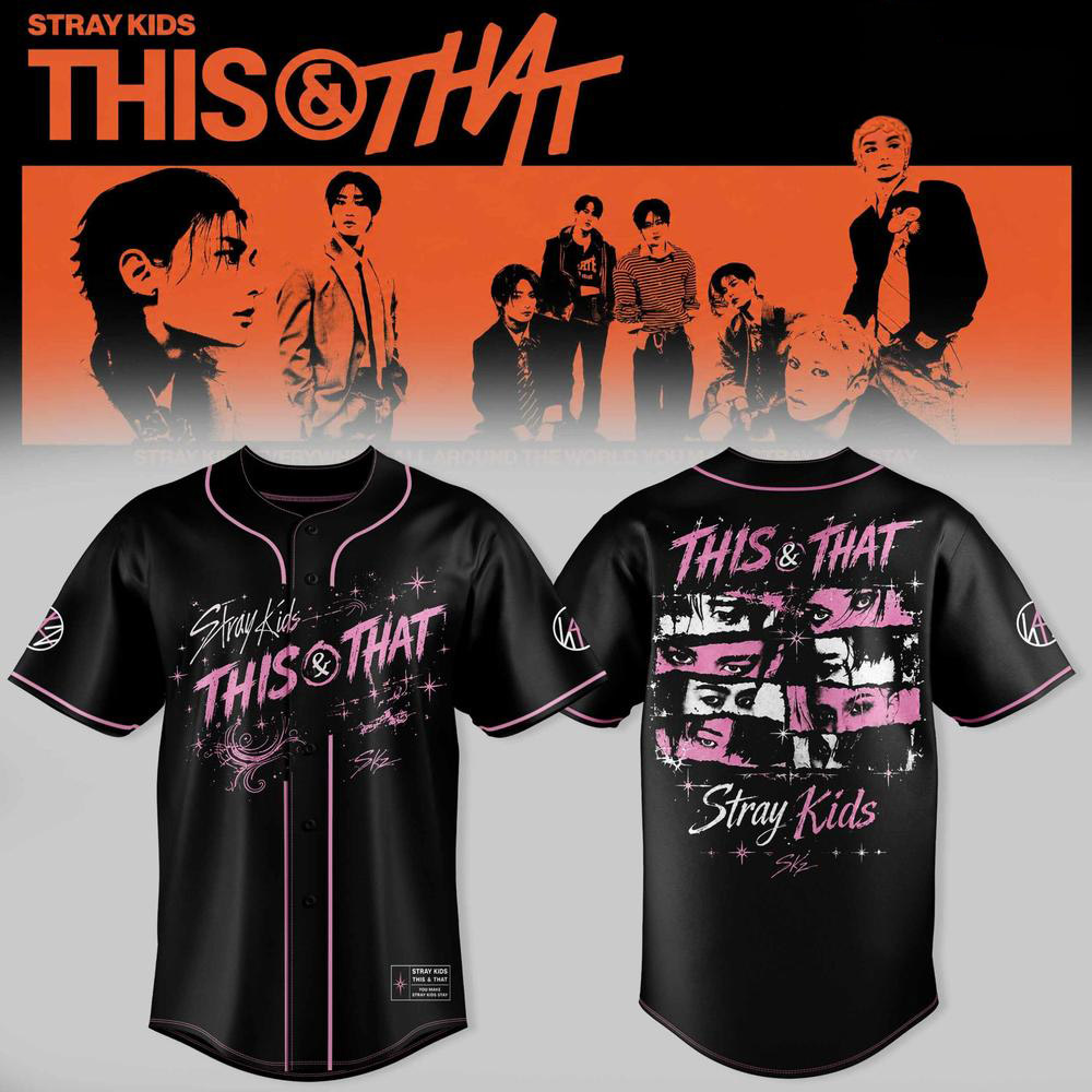 Black Graphic Baseball Jersey Stray Kids This Is That 1 - Unicasport Black Graphic Baseball Jersey Stray Kids This Is That
