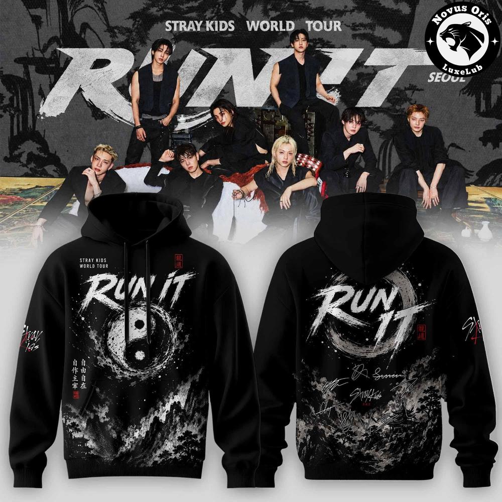 Stray Kids We Don’t Follow We Run It Hoodie – Black Graphic Pullover
