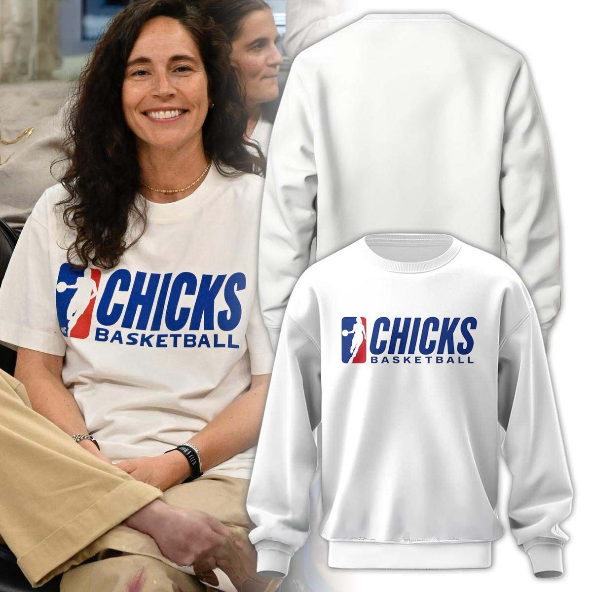 Sue Bird Chicks Basketball White Sweatshirt - Best Gift for Fans