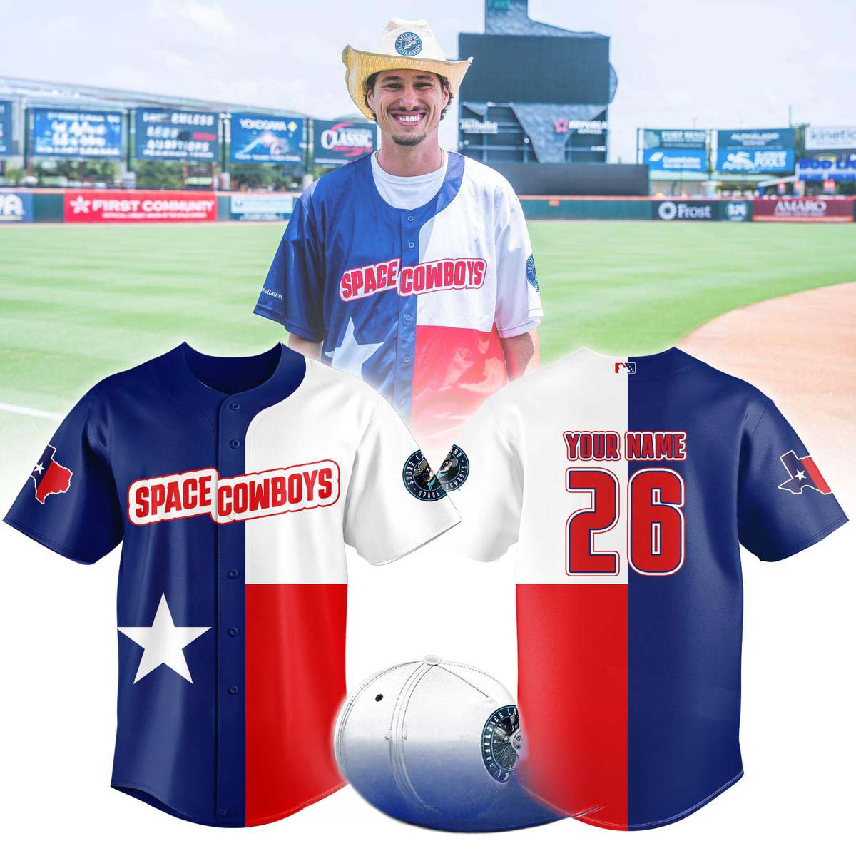Sugar Land Space Cowboys Everything's Bigger in Texas Night Baseball Jersey - Best Gift for Fans