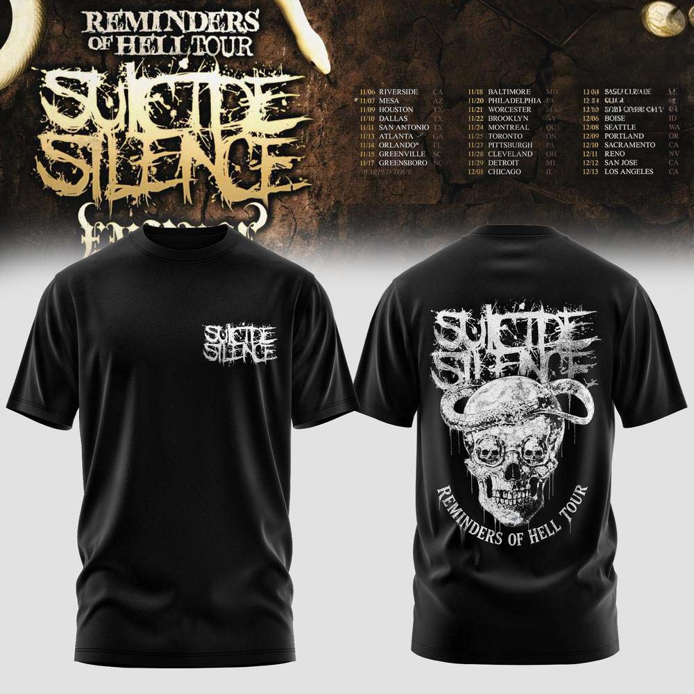 Black Face Graphic T Shirt - Suicide Silence Reminders of Hell Tour 2026
