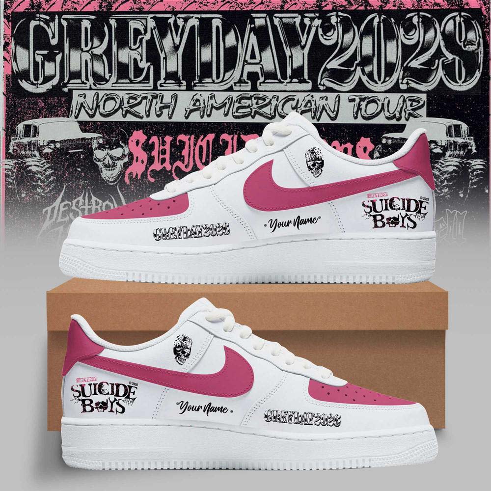 White Pink Air Force 1 Sneakers - Suicideboys Grey Day 2026