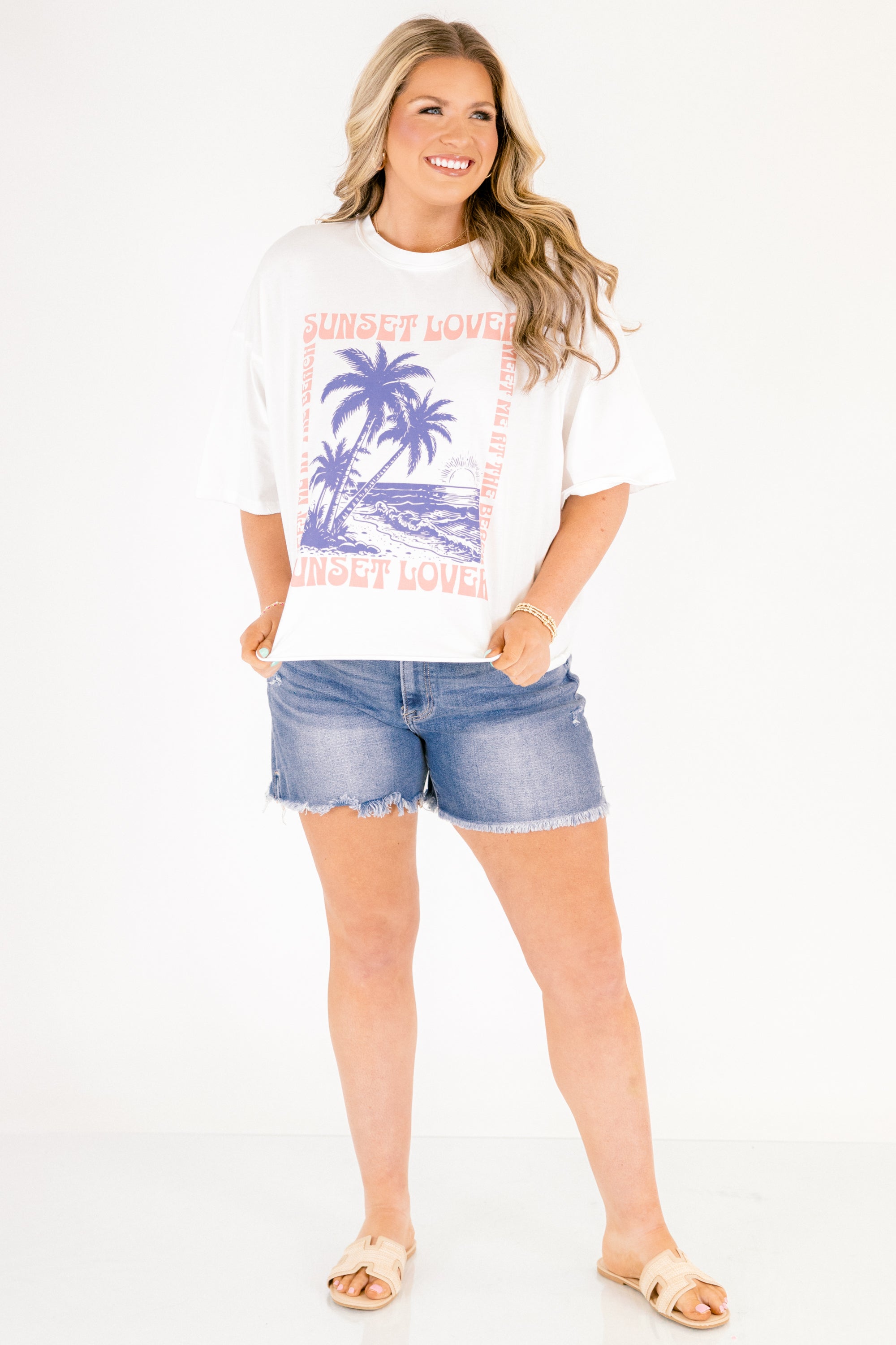 Sunset Lover Vintage Wash Tee, White 3 Sunset Lover Vintage Wash Tee, White - Image 3