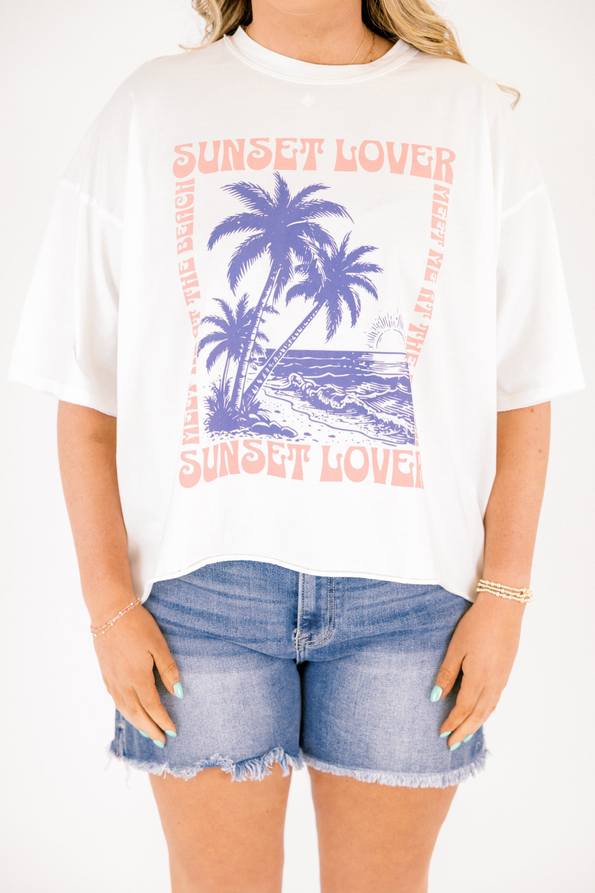 Sunset Lover Vintage Wash Tee, White 4 Sunset Lover Vintage Wash Tee, White - Image 4