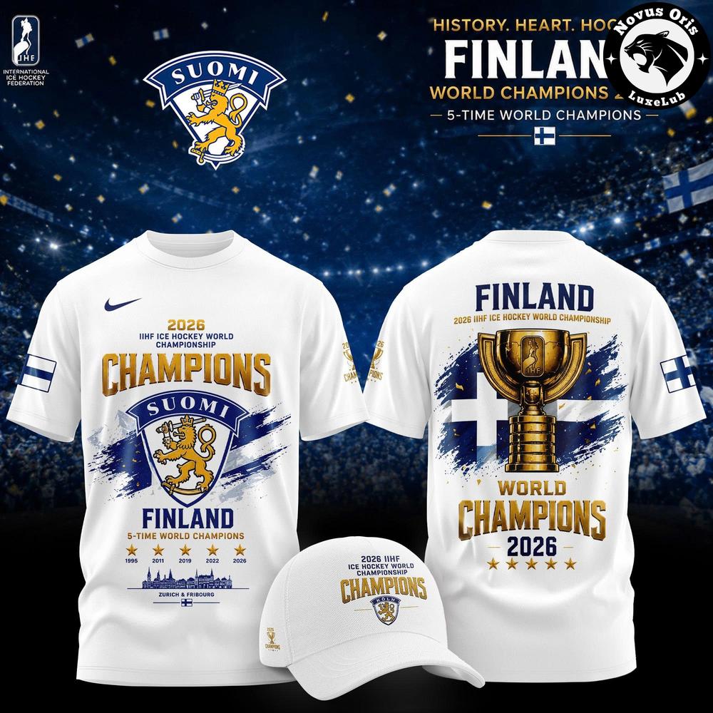 Suomi Finland 5 Time Ice Hockey World Champions 2026 Graphic Tee