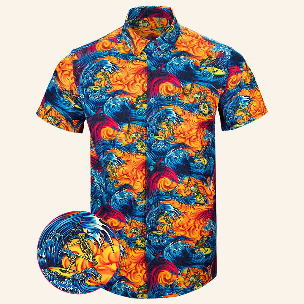 Surfs Up Button Down Shirt Tactical Shirt Hawaii Style Birthday Gift For Father