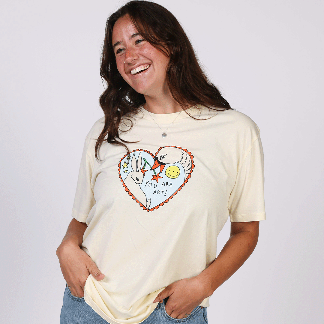 Swan Graphic "Butter" Yellow Tee - Awfulclothstore Special