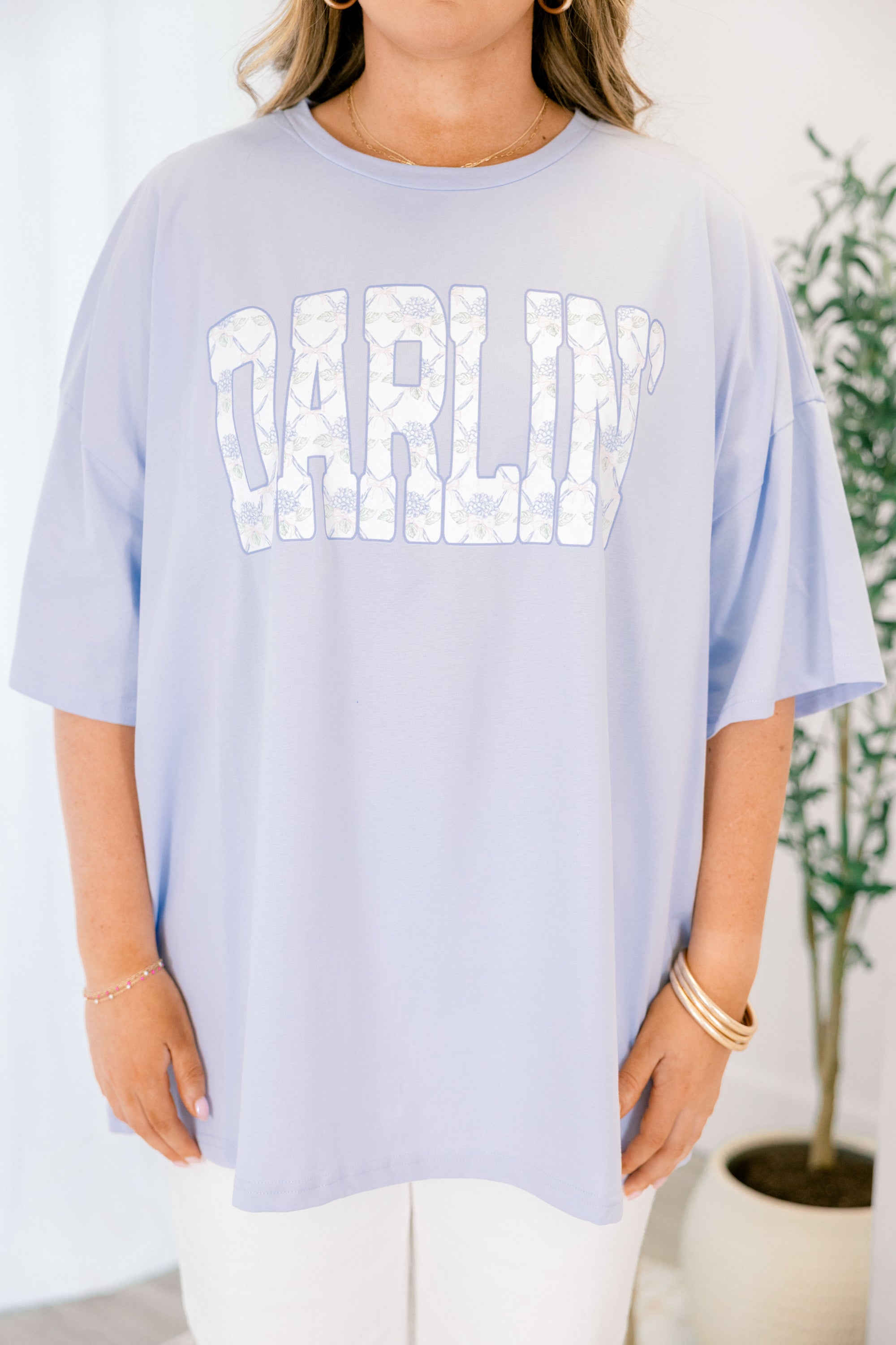 Sweet Darlin Boyfriend Tee, Ash Blue 4 Sweet Darlin Boyfriend Tee, Ash Blue - Image 4