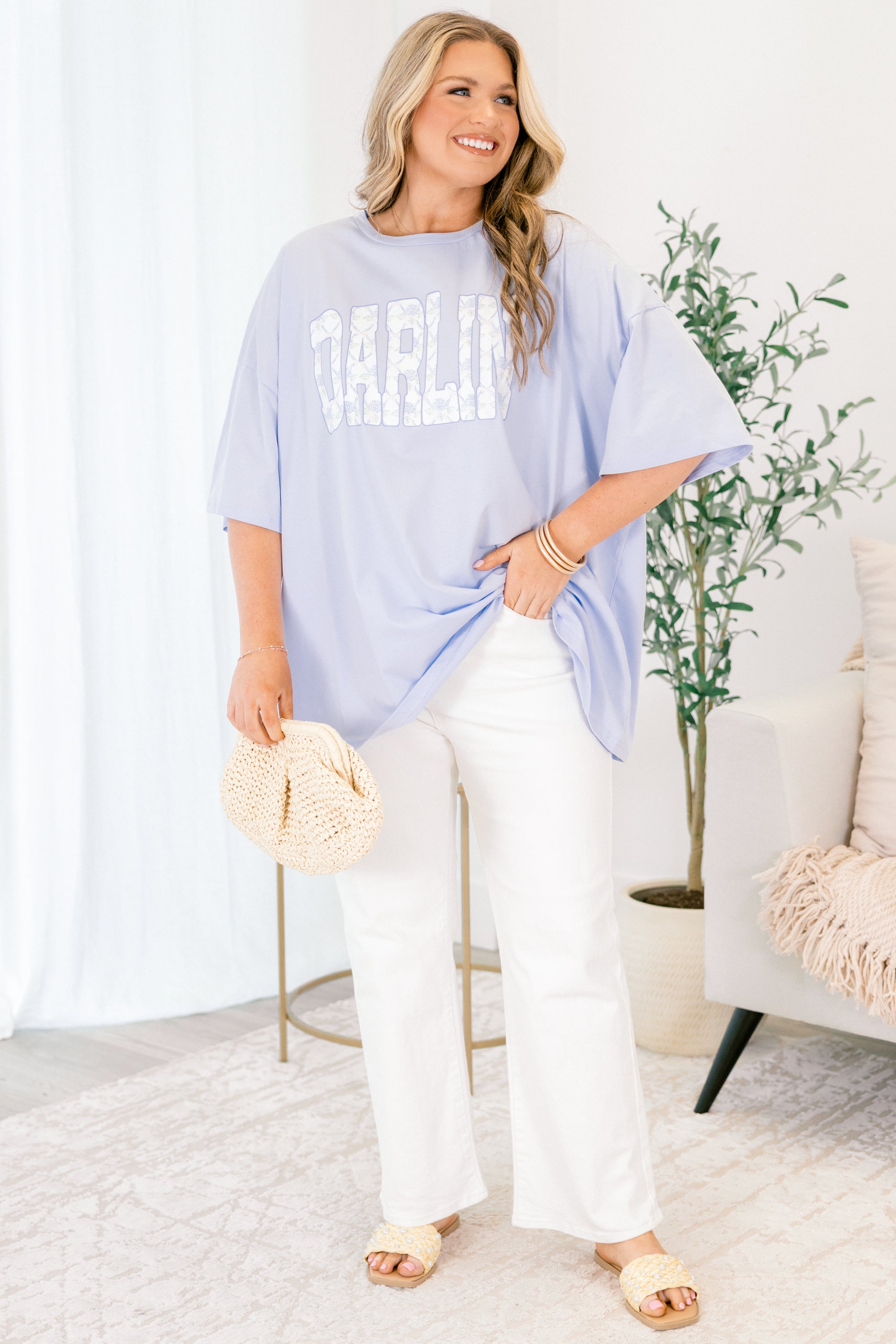 Sweet Darlin Boyfriend Tee, Ash Blue 3 Sweet Darlin Boyfriend Tee, Ash Blue - Image 3