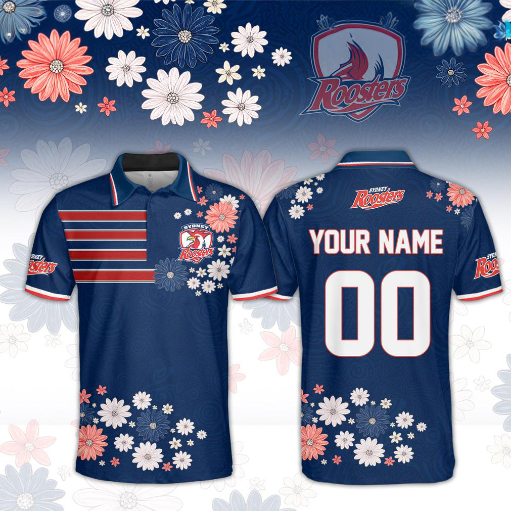 Sydney Roosters 2026 Floral Custom Polo Shirt
